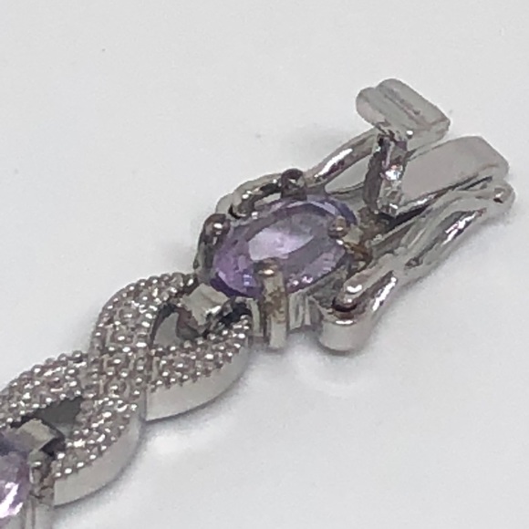 Genuine Amethyst/Diamond Infinity Bracelet - Picture 6 of 14